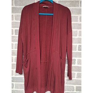Soma Wknd‎ Red Lounge Cardigan Pockets Rayon Open Front Soft Sweater Size  Small